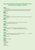 REAL ESTATE FINANCE FINAL EXAM UPDATED ACTUAL&NewLine;QUESTIONS AND CORRECT ANSWERS