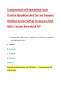 Fundamentals of Engineering Exam &NewLine;Practice Questions And Correct Answers &NewLine;&lpar;Verified Answers&rpar; Plus Rationales 2026 &NewLine;Q&A &vert; Instant Download Pdf 