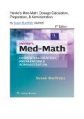 Test Bank - Henke's Med-Math Dosage-Calculation&comma; Preparation&comma; and Administration&comma; 9th Edition &lpar;Buchholz&comma; 2020&rpar;&comma; Chapter 1-10 Fully Covered