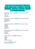 HESI HEALTH ASSESSMENT PRACTICE EXAM QUESTIONS & CORRECT VERIFIED ANSWERS &vert; 2026&sol;2027 ALREADY GRADED A&plus; GUARANTEED PASS