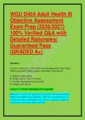 WGU D454 Adult Health III Objective Assessment Exam Prep &lpar;2026&sol;2027&rpar; 100&percnt; Verified Q&A with Detailed Rationales&vert; Guaranteed Pass &lpar;GRADED A&plus;&rpar;