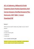 AZ L-6 Cabinetry&comma; Millwork & Finish &NewLine;Carpentry Exam Practice Questions And &NewLine;Correct Answers &lpar;Verified Answers&rpar; Plus &NewLine;Rationales 2027 Q&A &vert; Instant &NewLine;Download Pdf