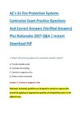 AZ L-51 Fire Protection Systems &NewLine;Contractor Exam Practice Questions &NewLine;And Correct Answers &lpar;Verified Answers&rpar; &NewLine;Plus Rationales 2027 Q&A &vert; Instant &NewLine;Download Pdf 