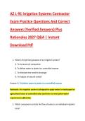 AZ L-91 Irrigation Systems Contractor &NewLine;Exam Practice Questions And Correct &NewLine;Answers &lpar;Verified Answers&rpar; Plus &NewLine;Rationales 2027 Q&A &vert; Instant &NewLine;Download Pdf 