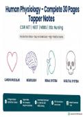 Human Physiology Complete Handwritten Topper Notes 30 Pages - All Systems Covered For CSIR NET NEET MBBS BSc Nursing