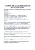 OCA WRITTEN EXAM QUESTIONS AND&NewLine;ANSWERS 2026&sol;2027