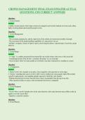 CROWD MANAGEMENT FINAL EXAM UPDATED ACTUAL&NewLine;QUESTIONS AND CORRECT ANSWERS