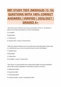 RBT STUDY TEST &lpar;MODULES 13-16&rpar;&NewLine;QUESTIONS WITH 100&percnt; CORRECT&NewLine;ANSWERS &vert; VERIFIED &vert; 2026&sol;2027 &vert;&NewLine;GRADED A&plus;