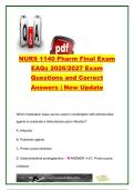 NURS 1140 Pharmacology Final Exam EAQs 2026&sol;2027 &ndash; 35&plus; Questions & Correct Answers &vert; GI Drugs&comma; PPIs&comma; Antiulcer Therapy&comma; Antiemetics & Nausea&sol;Vomiting