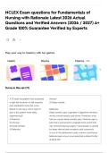 NCLEX Exam questions for Fundamentals of Nursing with Rationale Latest 2026 Actual Questions and Verified Answers &lpar;2026 &sol; 2027&rpar; A&plus; Grade 100&percnt; Guarantee Verified by Experts
