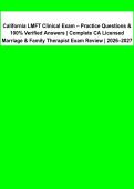 California LMFT Clinical Exam Practice Questions & Verified Answers &ndash; Complete Clinical Exam Review 2026-2027&NewLine;