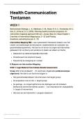 Samenvatting Open boek Tentamen Health Communication - Alle literatuur week 1 t&sol;m 7 &plus; alle studievragen week 1 t&sol;m 7 uitgewerkt