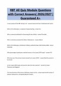 RBT All Quiz Module Questions&NewLine;with Correct Answers&vert; 2026&sol;2027 &vert;&NewLine;Guaranteed A&plus;
