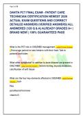 DAVITA PCT FINAL EXAM 2026 &vert; PATIENT CARE TECHNICIAN ACTUAL EXAM QUESTIONS & VERIFIED DETAILED RATIONALES &lpar;120 Q&A&rpar; &vert; GRADED A&plus;