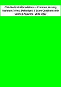 CNA Medical Abbreviations & Terminology &ndash; Common Nursing Assistant Terms&comma; Definitions and Exam Review 2026-2027&NewLine;