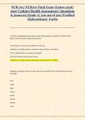 NUR 101&sol; NUR101 Final Exam &lpar;Latest 2026&sol; &NewLine;2027 Update&rpar; Health Assessment &vert; Questions &NewLine;& Answers&vert; Grade A&vert; 100 out of 100 &lpar;Verified &NewLine;Elaborations&rpar;- Fortis