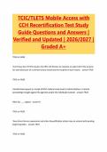 TCIC&sol;TLETS Mobile Access with&NewLine;CCH Recertification Test Study&NewLine;Guide Questions and Answers &vert;&NewLine;Verified and Updated &vert; 2026&sol;2027 &vert;&NewLine;Graded A&plus;