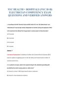 NYC HEALTH &plus; HOSPITALS &lpar;NYC H&plus;H&rpar;&NewLine;ELECTRICIAN COMPETENCY EXAM&NewLine;QUESTIONS AND VERIFIED ANSWERS