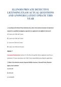 ILLINOIS PRIVATE DETECTIVE&NewLine;LICENSING EXAM ACTUAL QUESTIONS&NewLine;AND ANSWERS LATEST UPDATE THIS&NewLine;YEAR