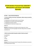 ATI RN Nutrition Proctored Exam 2026&sol;2027 &ndash; &NewLine;NGN Questions and Answers with Detailed &NewLine;Rationales 