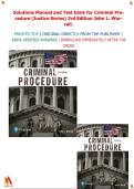 Instructor's Manual and Test Bank for Criminal Procedure &lpar;Justice Series&rpar; 3rd Edition John L&period; Worrall&period;&vert;All chapters covered&comma;Complete test guide&period;&vert;Latest updated edition&comma; Graded A&plus;&period;