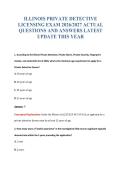 ILLINOIS PRIVATE DETECTIVE&NewLine;LICENSING EXAM 2026&sol;2027 ACTUAL&NewLine;QUESTIONS AND ANSWERS LATEST&NewLine;UPDATE THIS YEAR