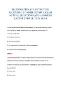ILLINOIS PRIVATE DETECTIVE&NewLine;LICENSING COMPREHENSIVE EXAM&NewLine;ACTUAL QUESTIONS AND ANSWERS&NewLine;LATEST UPDATE THIS YEAR