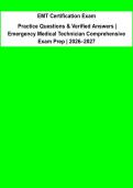 EMT Certification Exam Practice Questions & Verified Answers &ndash; NREMT Emergency Medical Technician Comprehensive Review 2026-2027&NewLine;