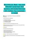WCU PHYS 261 Week 1 Quiz Exam 2026&sol;2027 Actual Exam-Style Questions with Detailed Rationales &vert; 100&percnt; Verified &vert; Pass Guaranteed &ndash; A&plus; Graded