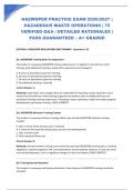 HAZWOPER PRACTICE EXAM 2026&sol;2027 &vert; HAZARDOUS WASTE OPERATIONS &vert; 75 VERIFIED Q&A &vert; DETAILED RATIONALES &vert; PASS GUARANTEED &ndash; A&plus; GRADED