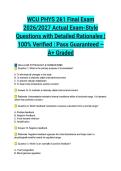 WCU PHYS 261 Final Exam 2026&sol;2027 Actual Exam-Style Questions with Detailed Rationales &vert; 100&percnt; Verified &vert; Pass Guaranteed &ndash; A&plus; Graded