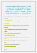 SJVC RCP 100 FINAL RESPIRATORY CARE &NewLine;PRATICE EXAM WITH ACTUAL CORRECT &NewLine;QUESTIONS AND VERIFIED DETAILED &NewLine;ANSWERS&vert; CURRENTLY TESTING VERSION &vert; &NewLine;ALREADY GRADED A&plus;&vert;NEWEST &vert;2026-2027