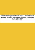Mental Health & Psychiatric Nursing Exam 1 &vert; Practice Questions & Verified Answers 2026&sol;2027&NewLine;