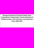 Georgia Commercial Septic Contractor Exam &vert; Comprehensive Study Guide&comma; Practice Questions & Verified Answers 2026&ndash;2027&NewLine;