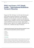 POLI 105 Exam 1 VCU Study &NewLine;Guide &ndash; International Relations &NewLine;Terms & Theories 