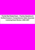 Florida Real Estate Sales Associate Exam &vert; Practice Questions & Verified Answers 2026&ndash;2027&NewLine;