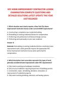 NYC HOME IMPROVEMENT CONTRACTOR LICENSE &NewLine;EXAMINATION COMPLETE QUESTIONS AND &NewLine;DETAILED SOLUTIONS LATEST UPDATE THIS YEAR &NewLine;JUST RELEASED