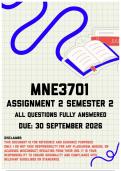 MNE3701 Assignment 2 Semester 2 MEMO &vert; Due 30 September 2026