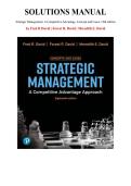 Solutions Manual for Strategic Management&colon; A Competitive Advantage&comma; Concept and Cases&comma; 18th edition &lpar;Fred David&comma; 2023&rpar;&comma; Chapter 1-11&vert; All Chapters