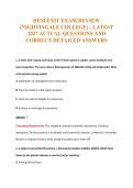 HESI EXIT EXAM REVIEW&NewLine;&lpar;NIGHTINGALE COLLEGE&rpar; - LATEST&NewLine;2027 ACTUAL QUESTIONS AND&NewLine;CORRECT DETAILED ANSWERS