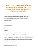 HESI EXIT EXAM COMPREHENSIVE&NewLine;REVIEW &lpar;NIGHTINGALE COLLEGE&rpar;&NewLine;2026&sol;2027 QUESTIONS AND CORRECT&NewLine;DETAILED ANSWERS