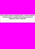 EPA Lead Risk Assessor Certification Exam &vert; Practice Questions & Verified Answers &vert; Lead-Based Paint Regulations 2026&ndash;2027&NewLine;