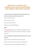 HESI EXIT EXAM PRACTICE -&NewLine;NIGHTINGALE COLLEGE QUESTIONS&NewLine;AND CORRECT DETAILED ANSWERS