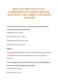HESI EXIT PRACTICE EXAM -&NewLine;COMPREHENSIVE NURSING REVIEW&NewLine;QUESTIONS AND CORRECT DETAILED&NewLine;ANSWERS