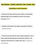 National Home Inspector Exam 494 Actual 2026 Updated Questions and Correct Answers &lpar;Latest 2026 &sol; 2027 Update&rpar; Graded A&plus; Verified by Experts