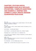ASSESSMENT &lpar;KAPLAN & SACCUZO 9TH EDITION&rpar; &ndash;COMPLETE QUESTIONS AND ANSWER-A&plus; VERIFIED 100&percnt; CORRECT LATEST UPDATE 20252026-GUARANTEED PASS-EXAM