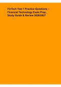 FinTech Test 1 Practice Questions &ndash; Financial Technology Exam Prep&comma; Study Guide & Review 2026&sol;2027