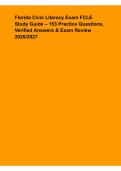 Florida Civic Literacy Exam FCLE Study Guide &ndash; 153 Practice Questions&comma; Verified Answers & Exam Review 2026&sol;2027