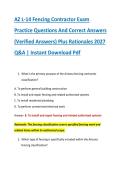 AZ L-14 Fencing Contractor Exam &NewLine;Practice Questions And Correct Answers &NewLine;&lpar;Verified Answers&rpar; Plus Rationales 2027 &NewLine;Q&A &vert; Instant Download Pdf