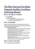 2026&sol;2027 S-Tier Elite Universal Test Bank&colon; Tasmania Ancillary Certificate & PPV Driving Mastery &lpar;Q&A&rpar;